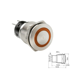 Nupplüliti led, 12/24V, oranž, veekindel