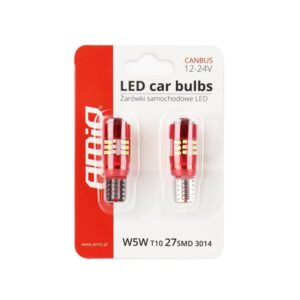 Led pirnid 2tk, 27SMD,12/24V T10, (W5W), valge, canbus