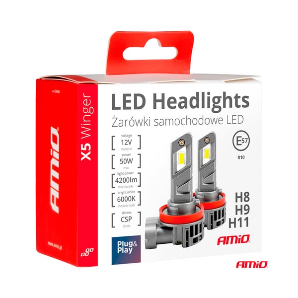 Led pirnid 2tk H8/H9/H11 6000K 50WCanbus